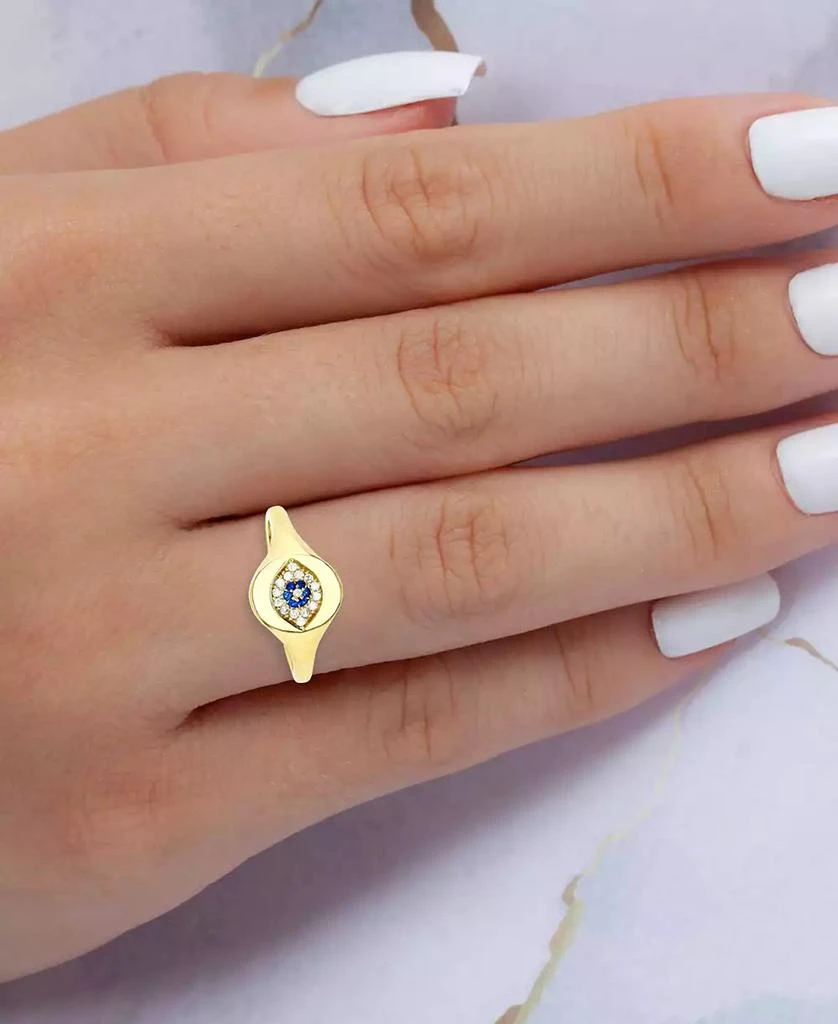 Macy
s Cubic Zirconia Evil Eye Signet Ring in 14k Gold-Plated Sterling Silver 2