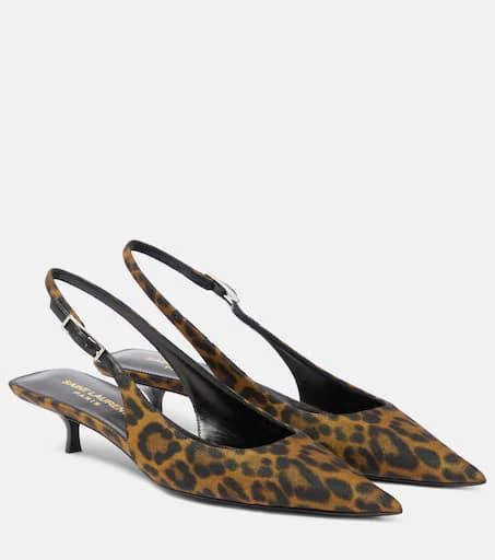 Yves Saint Laurent Cherish 30 leopard-print slingback pumps 1