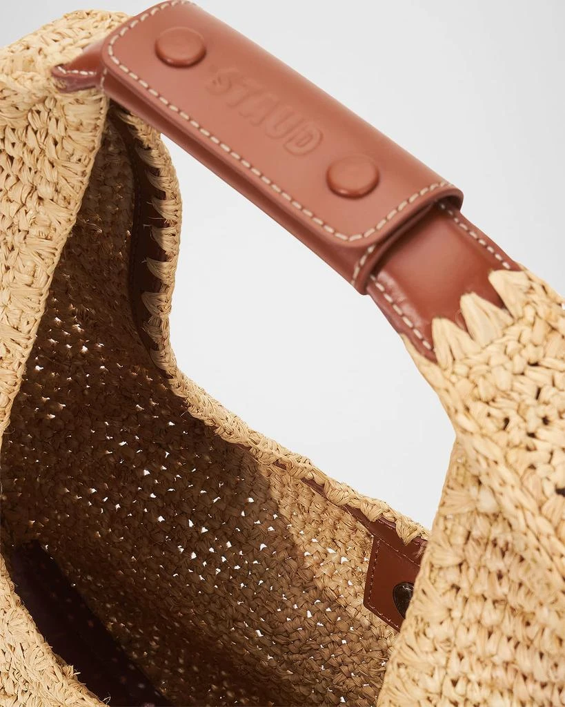 Staud Moon Raffia & Leather Shoulder Bag 3