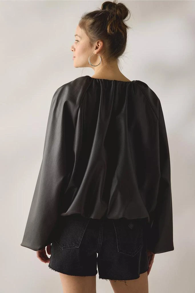 SAEMDI SAEMDI Edda Gathered Faux Leather Bomber Jacket 3