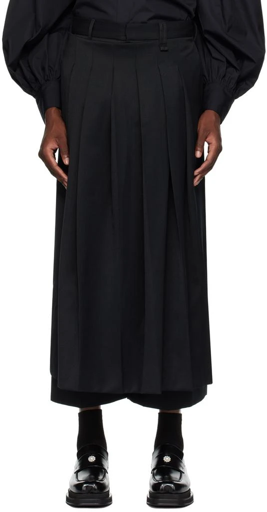 Simone Rocha Black Pleated Apron Overlay Trousers