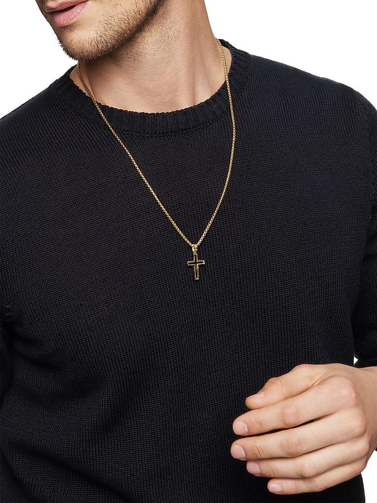 David Yurman Forged Carbon Cross Pendant in 18K Yellow Gold, 24mm