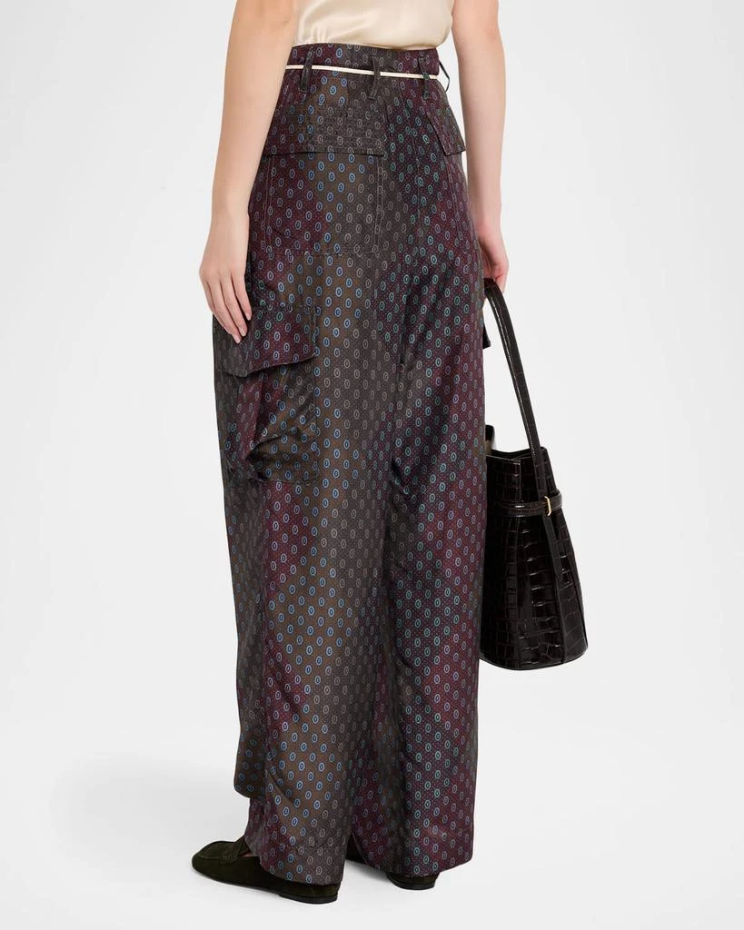 Dries Van Noten Polk Multi-Print Silk Straight-Leg Cargo Pants 3