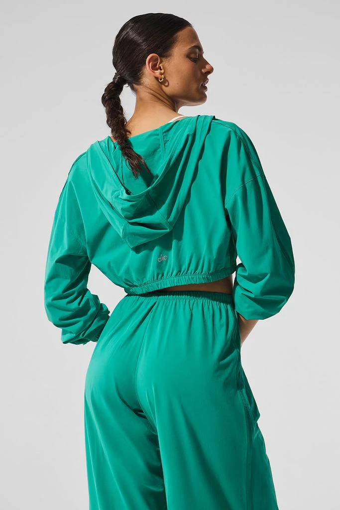 Alo Cropped Breezy Full-Zip Hoodie - Spruce Green 4