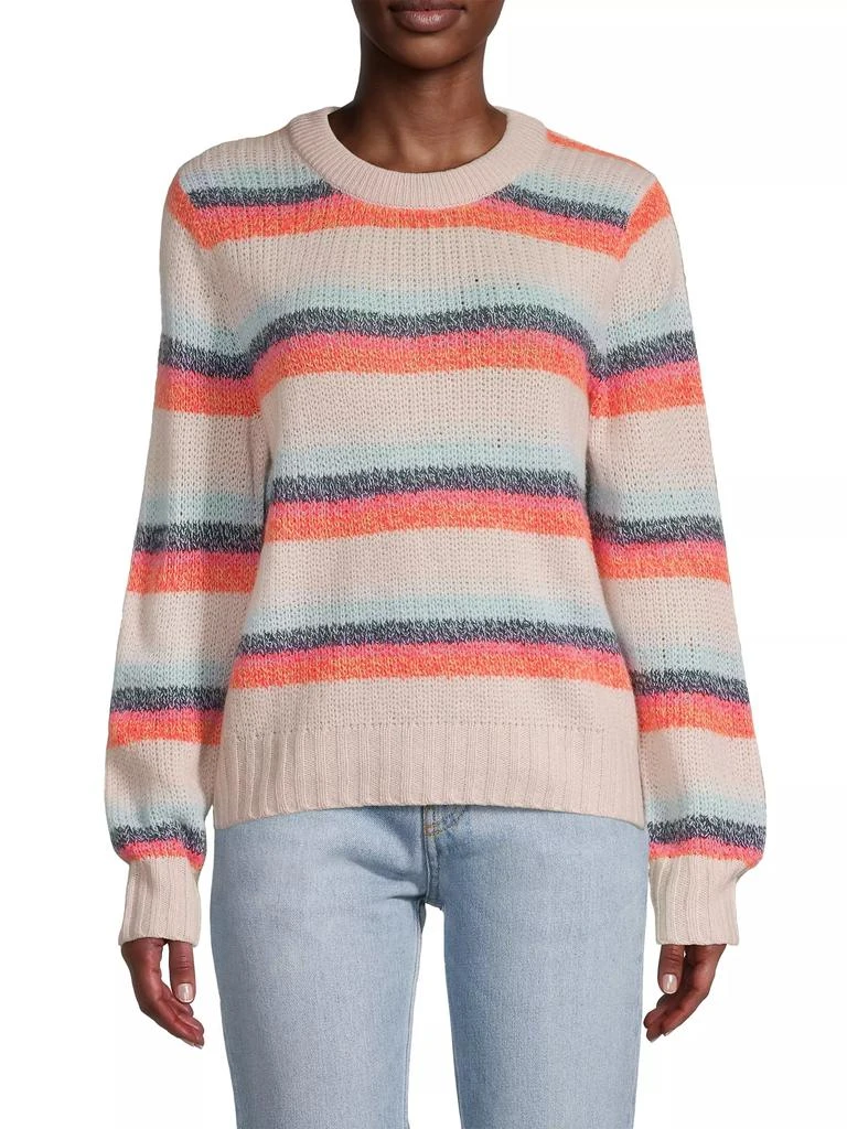 White + Warren Stripe Cashmere Pullover Sweater 3