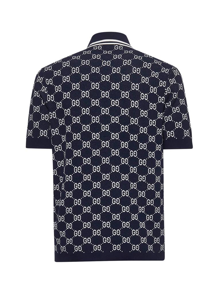GUCCI GG COTTON SILK POLO SHIRT GGロゴコットン Gucci - GG silk and cotton jacquard polo shirt Gucci