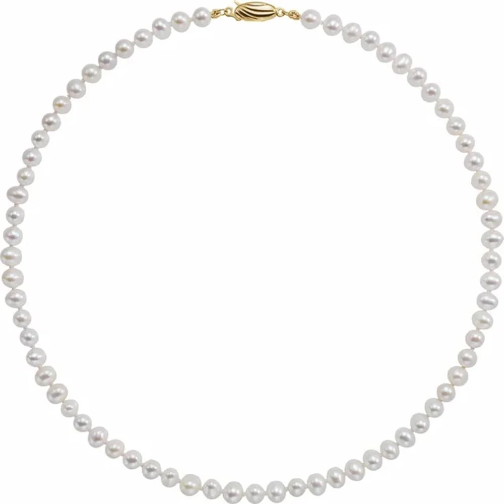 Pompeii3 16" 14K Yellow Gold Freshwater Cultured Pearl Necklace 5-5.5mm 2