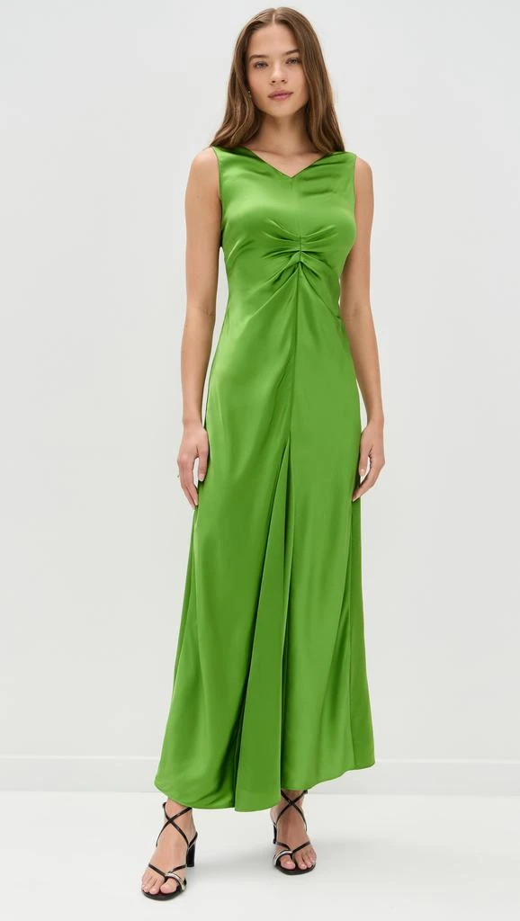 Lee Mathews Stella Silk Satin Ruched Dress 6