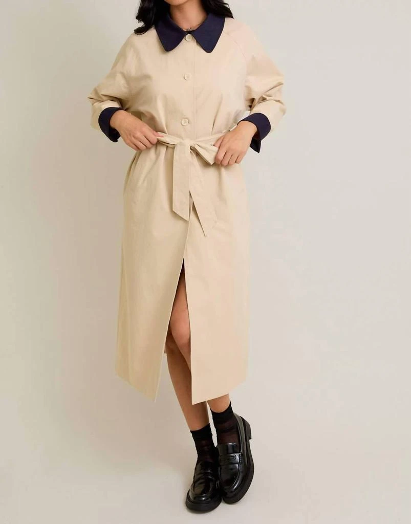 LE LIS Le Lis - Raglan Sleeve Contrast Collar Oversized Trench Coat