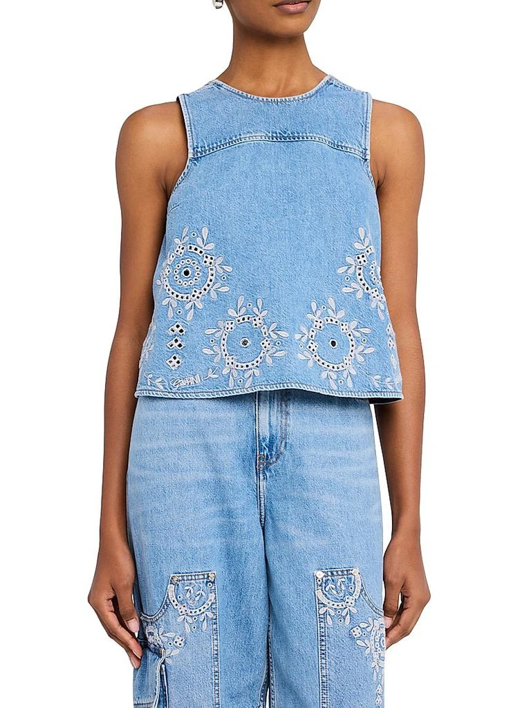 Ganni Broderie Anglaise Denim Top 3