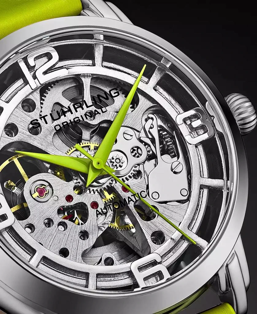 Stuhrling Women's Automatic Green Genuine Leather Strap Watch 40mm 3