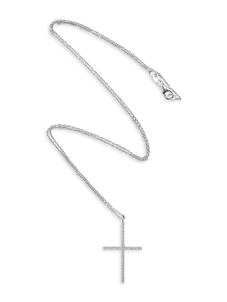 Ileana Makri Classic 18K White Gold & Diamond Cross Pendant Necklace