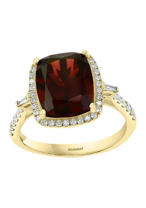 Effy 14K Yellow Gold 1/3 ct. t.w. Diamond and  5.45 ct. t.w. Garnet  Ring