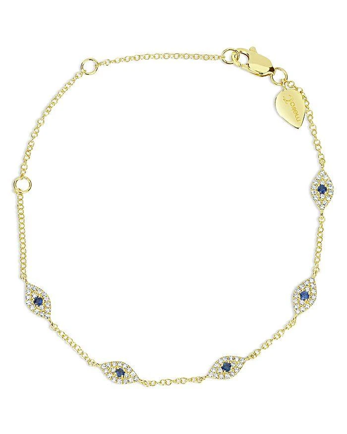 Meira T 14K Yellow Gold Diamond 
Blue Sapphire Evil Eye Bracelet