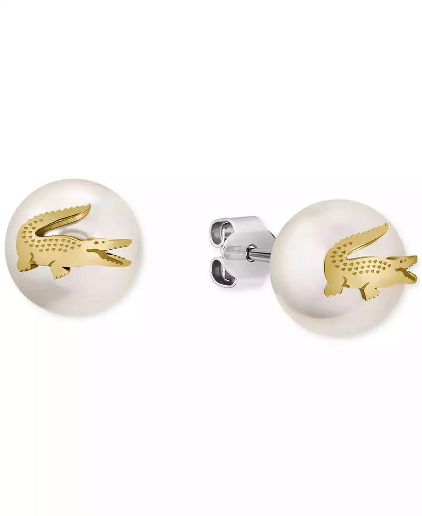 Lacoste Gold-Tone Matchpoint Glass Pearl Stud Earrings