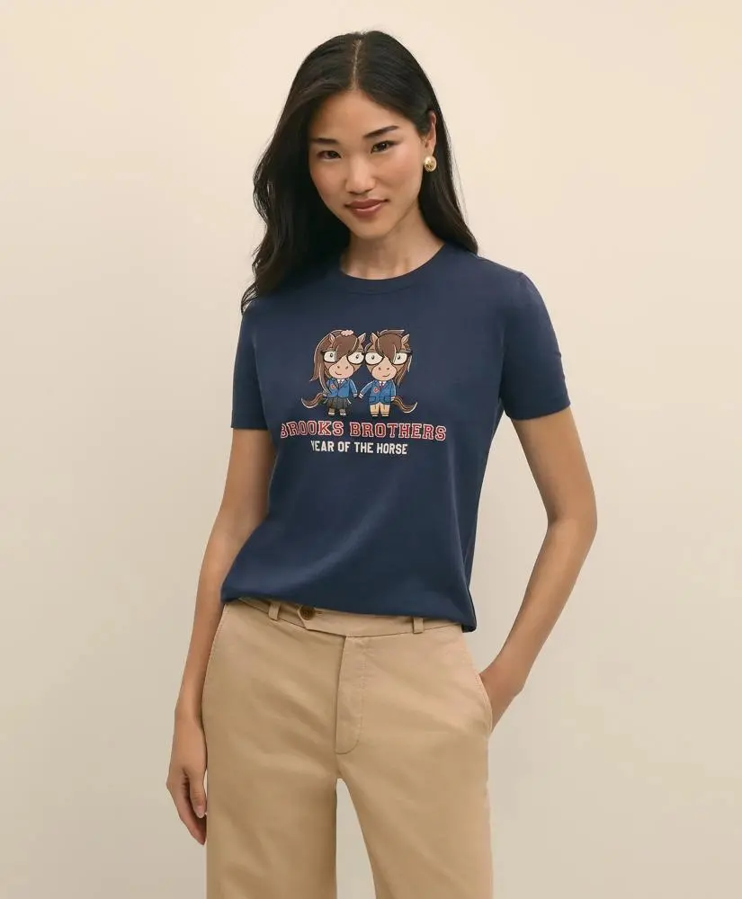 Brooks Brothers Women's Lunar New Year 100% Cotton Graphic T-Shirt
