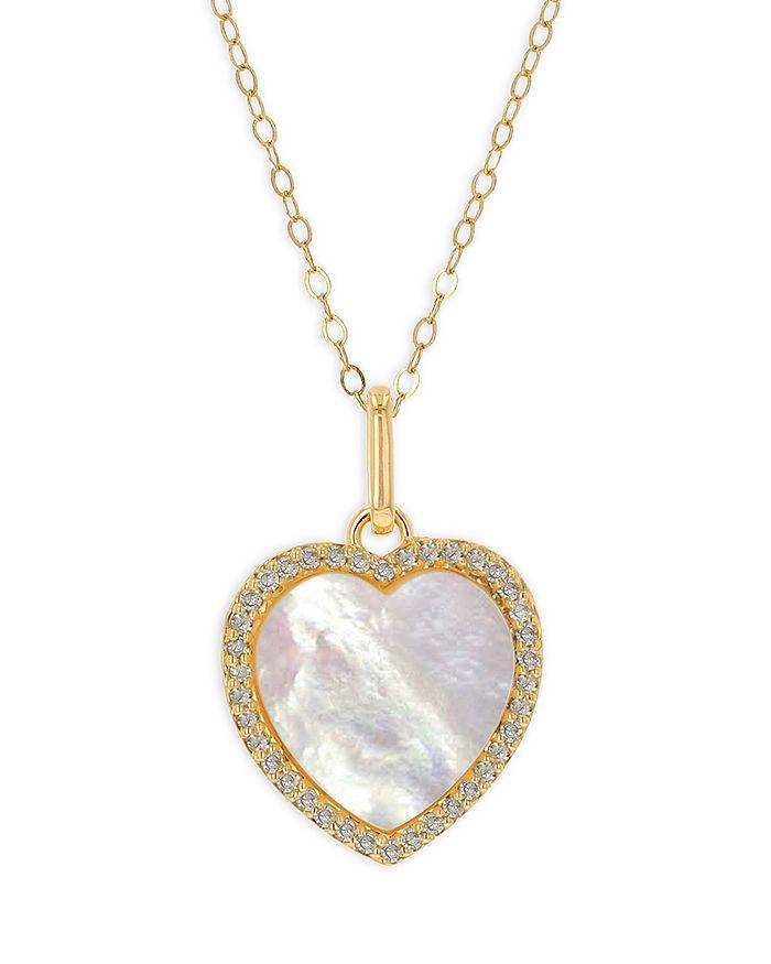Rachel Reid 14K Yellow Gold Diamond Mother of Pearl Heart Pendant Necklace, 20"