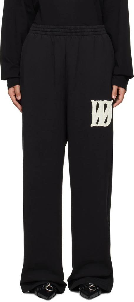 We11done Black Bouclé Letter Logo Wide Lounge Pants 1