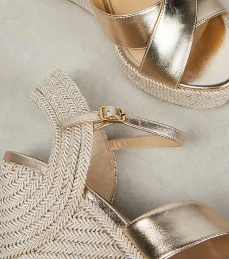 Jimmy Choo Dellena 100 metallic leather wedge sandals 6
