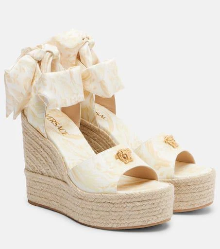 Versace 120 leather platform espadrille wedges