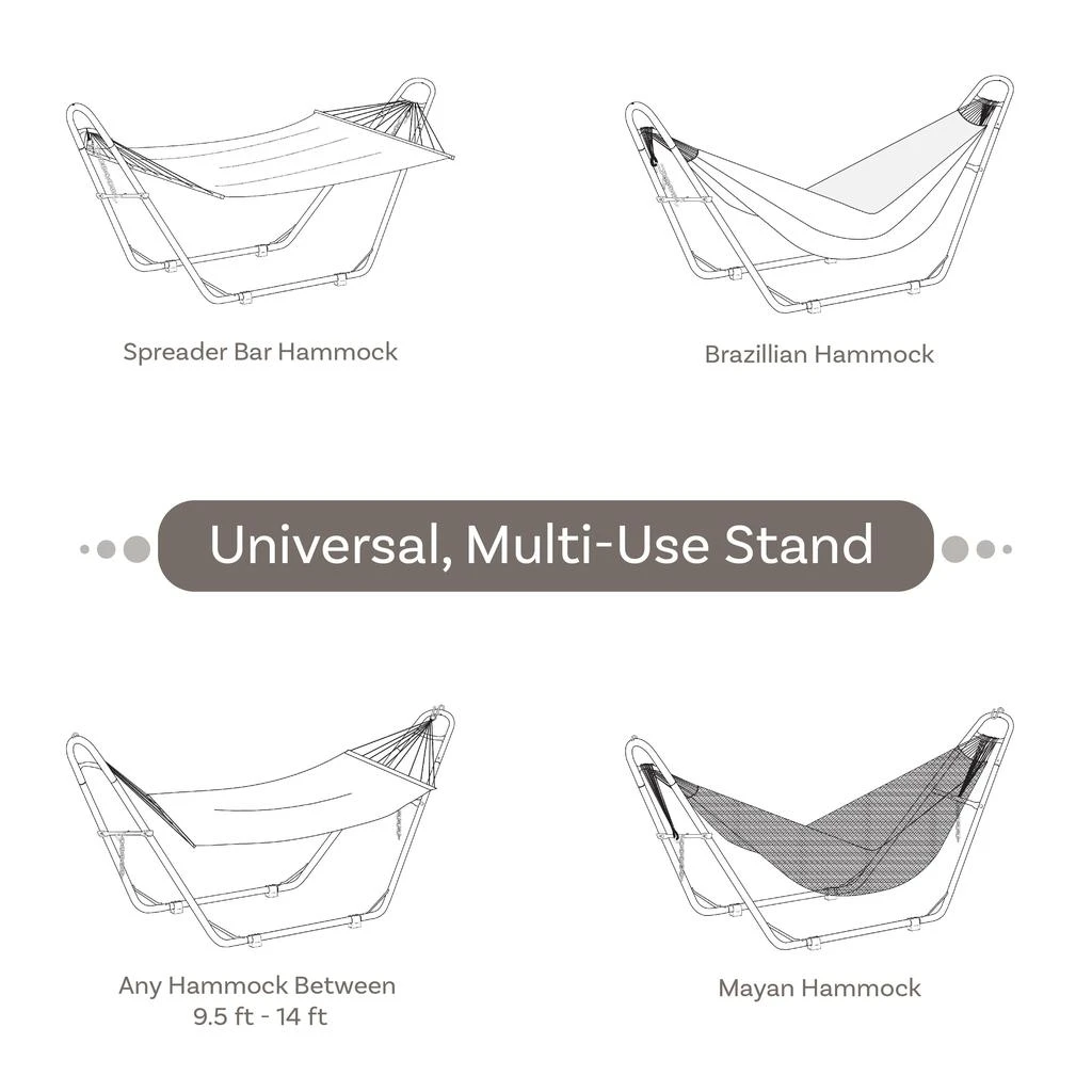 Sunnydaze Heavy-Duty Universal Multi-Use Heavy-Duty Steel Hammock Stand for 9 to 14 Feet Hammocks - 550 lb Weight Capacity 2