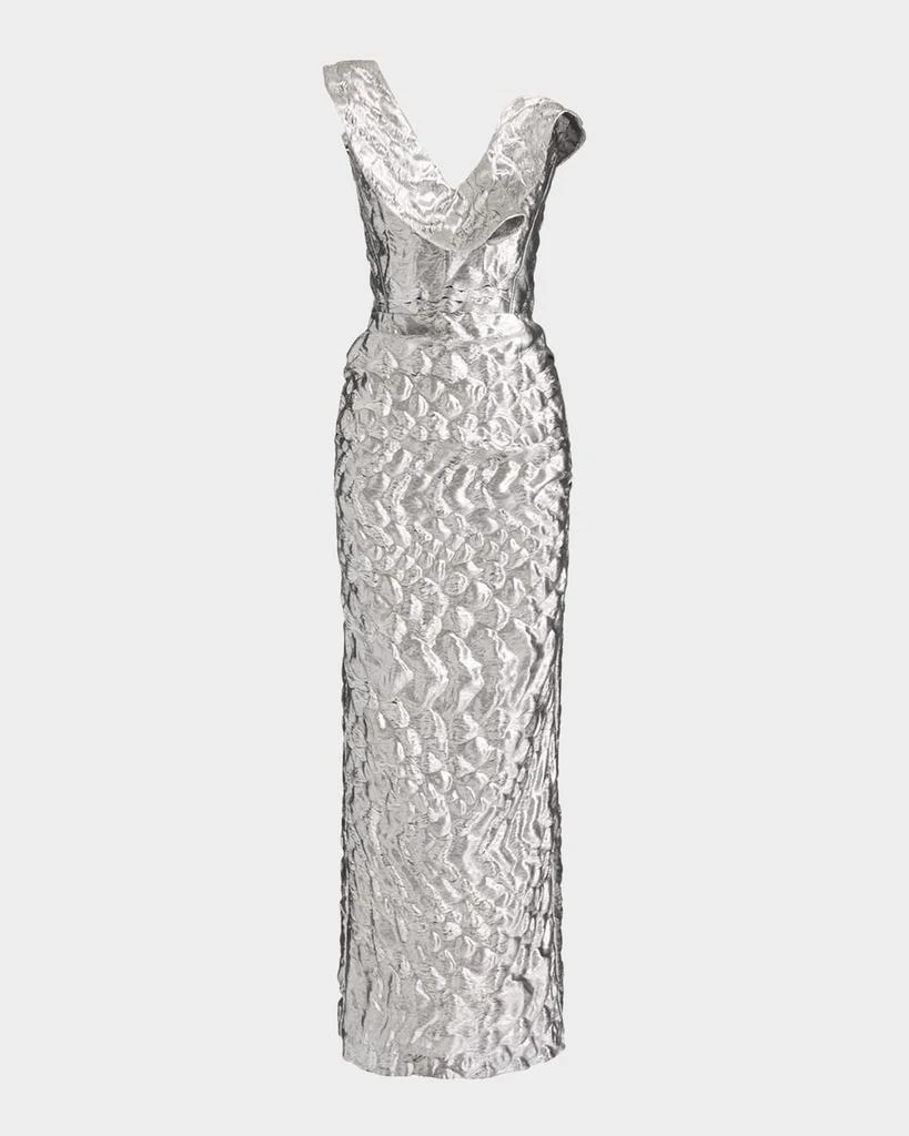 Maticevski Requiem Strapless Ruffle Metallic Midi Dress 1