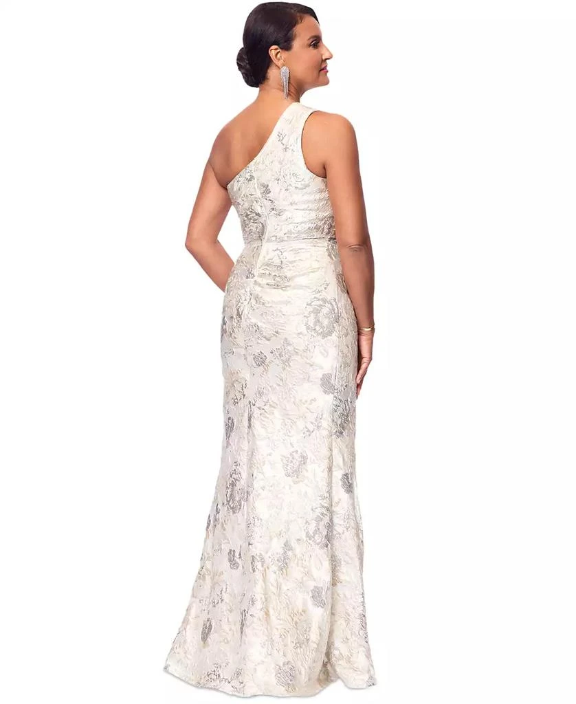 XSCAPE Women's Metallic Jacquard One-Shoulder Gown 5