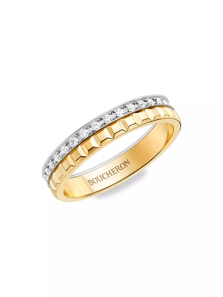 Boucheron Quatre Radiant Edition Clou De Paris Two-Tone 18K Gold & 0.24 TCW Diamond Wedding Band 1