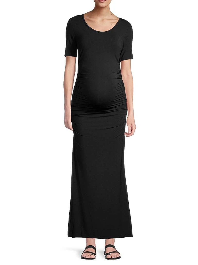 plus size black jersey dress La Femme Women's Long Sleeve Jersey Plus Dress with Slit - Black