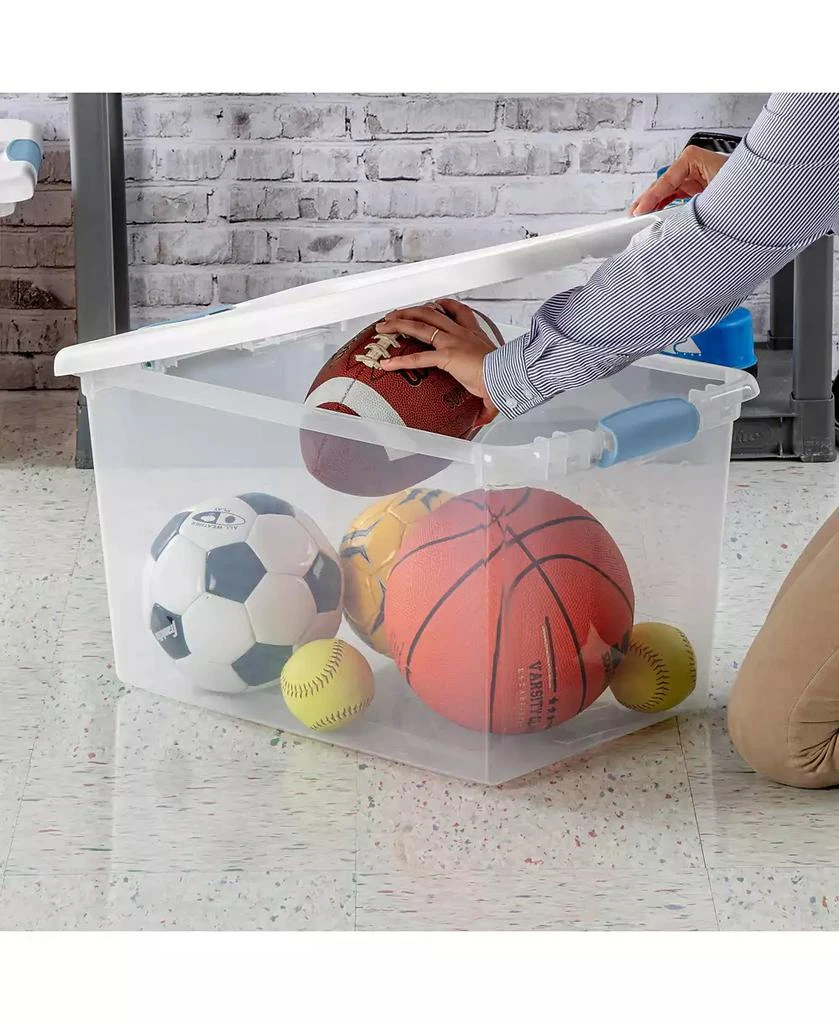 Sterilite 64 Qt Clear Plastic Stackable Storage Bin w/ White Latch Lid ...