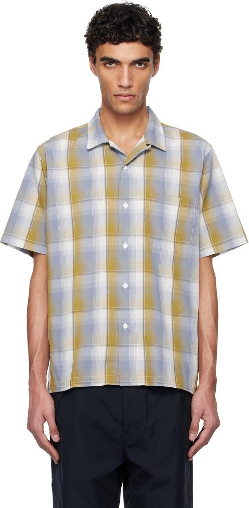 Nanamica Yellow & Blue Open Collar Pique S/S Shirt