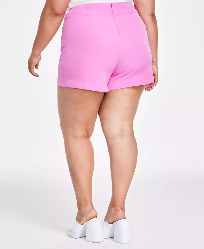 Bar III Trendy Plus Size Back-Zip Woven Mini Skort, Created for Macy's