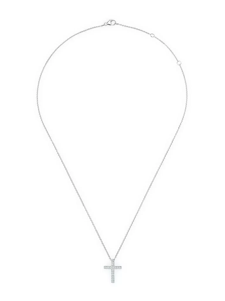 De Beers Classic Diamond & 18K White Gold Cross Pendant Necklace 3