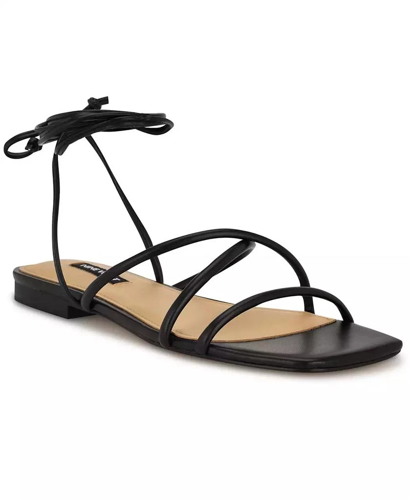 Nine West Women's Mikila Strappy Lace Up Flat Sandals 1