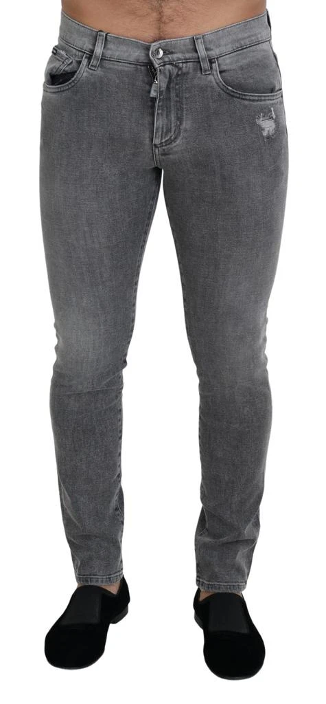 Dolce & Gabbana Dolce & Gabbana Grey Washed Cotton Skinny Denim Jeans 1