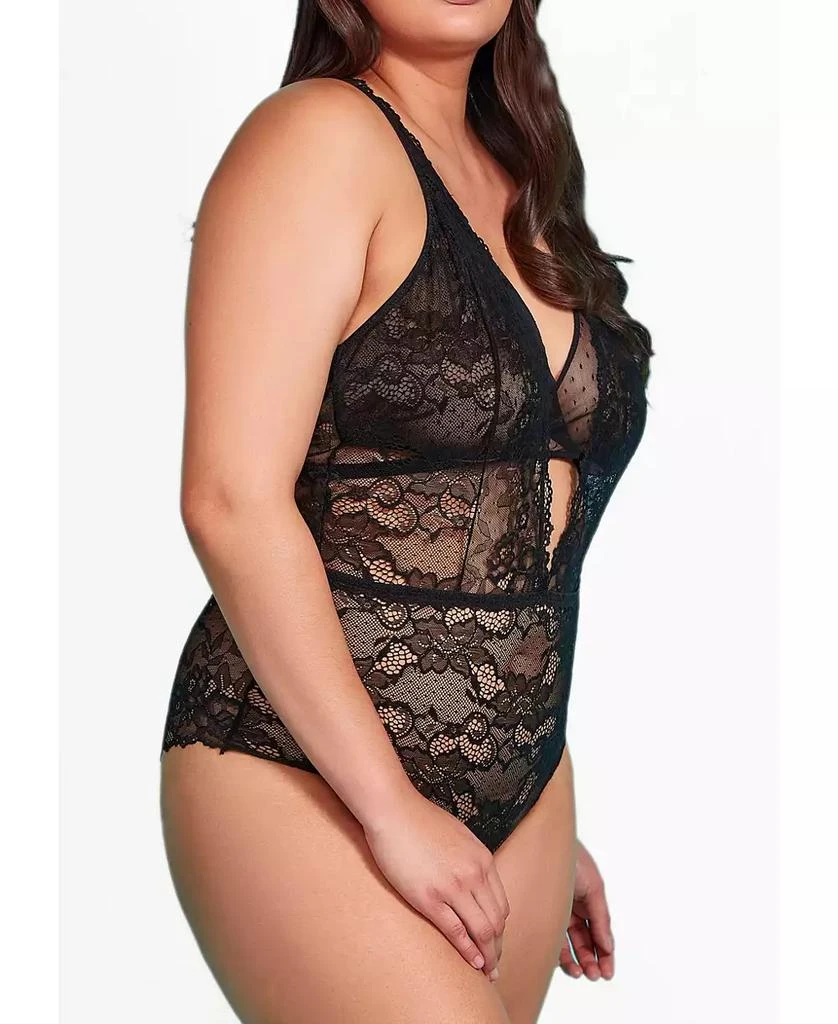 Hauty Plus Size 1 Piece Lace Lingerie Teddy with Crisscross Cup Detail 3