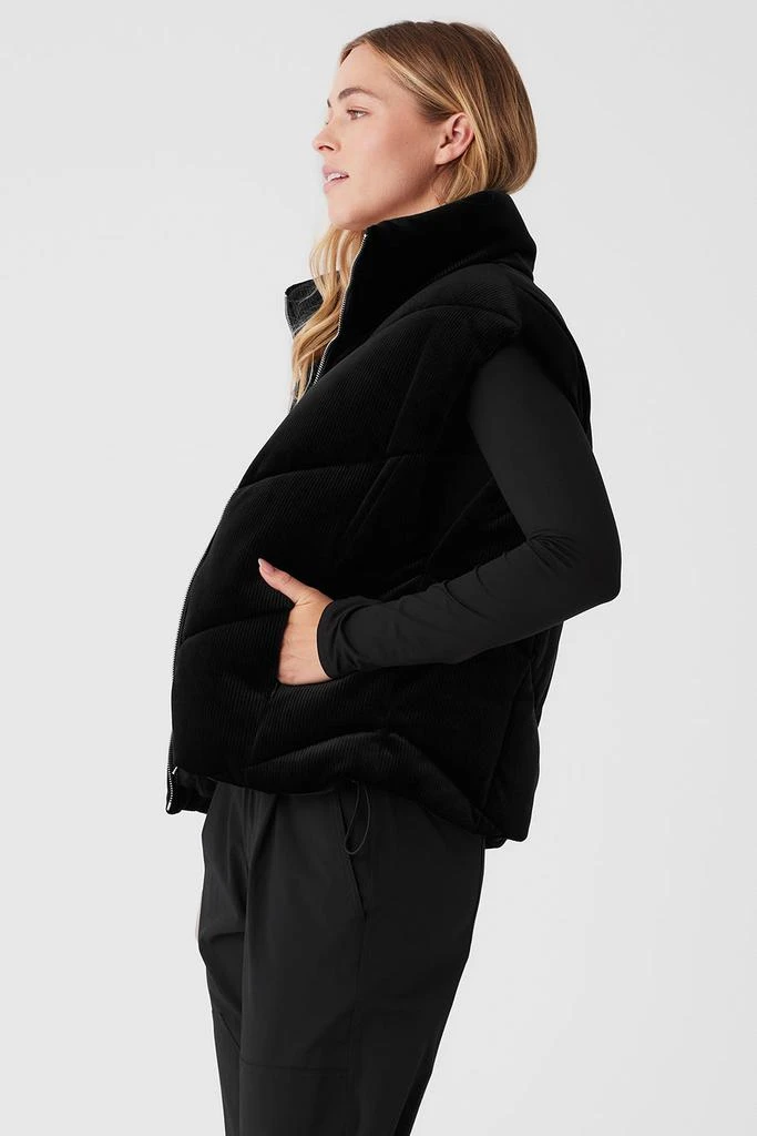 Alo Yoga Ribbed Velour Mountain Side Puffer Vest - Black 3