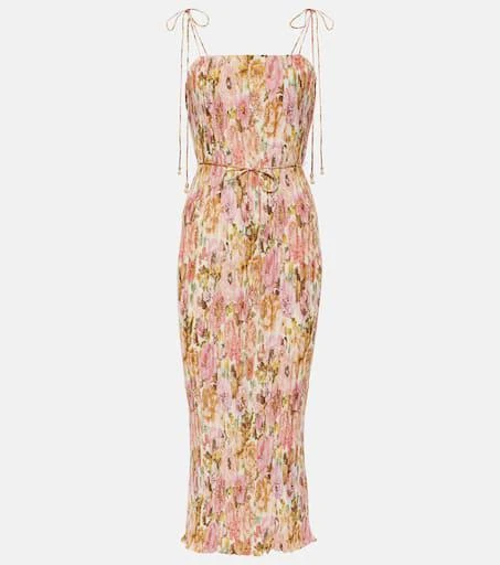 Zimmermann Golden pleated floral slip dress 1