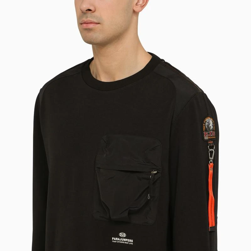 Parajumpers Cotton black sweatshirt with patch pocket 5