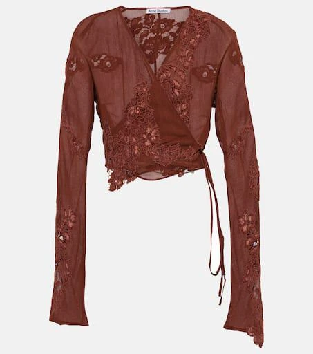 Acne Studios Floral lace-trimmed crop top 1