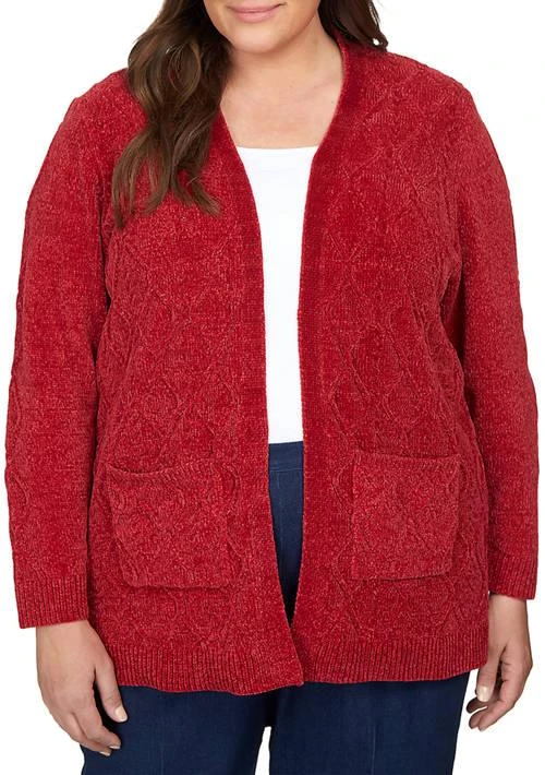 Alfred Dunner Dunner Plus Size Long Open Chenille Cardigan 1