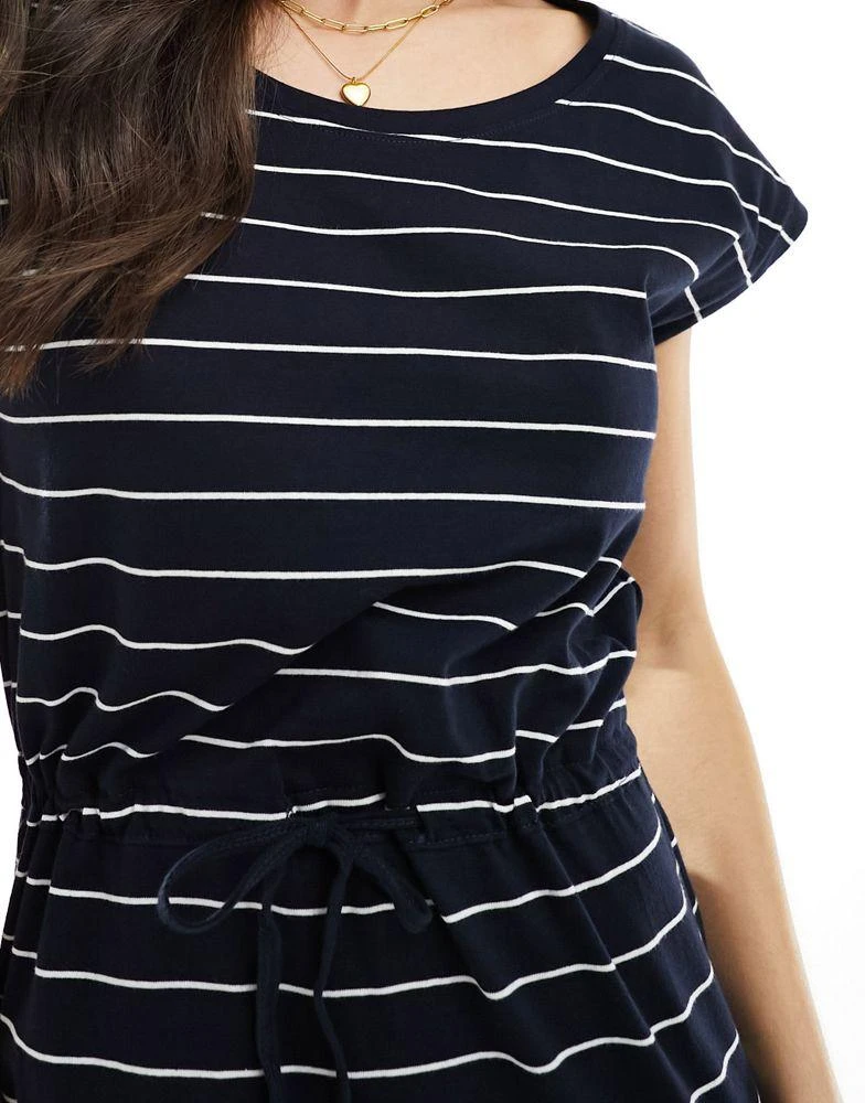ONLY ONLY short sleeve stripe mini dress in dark blue 4