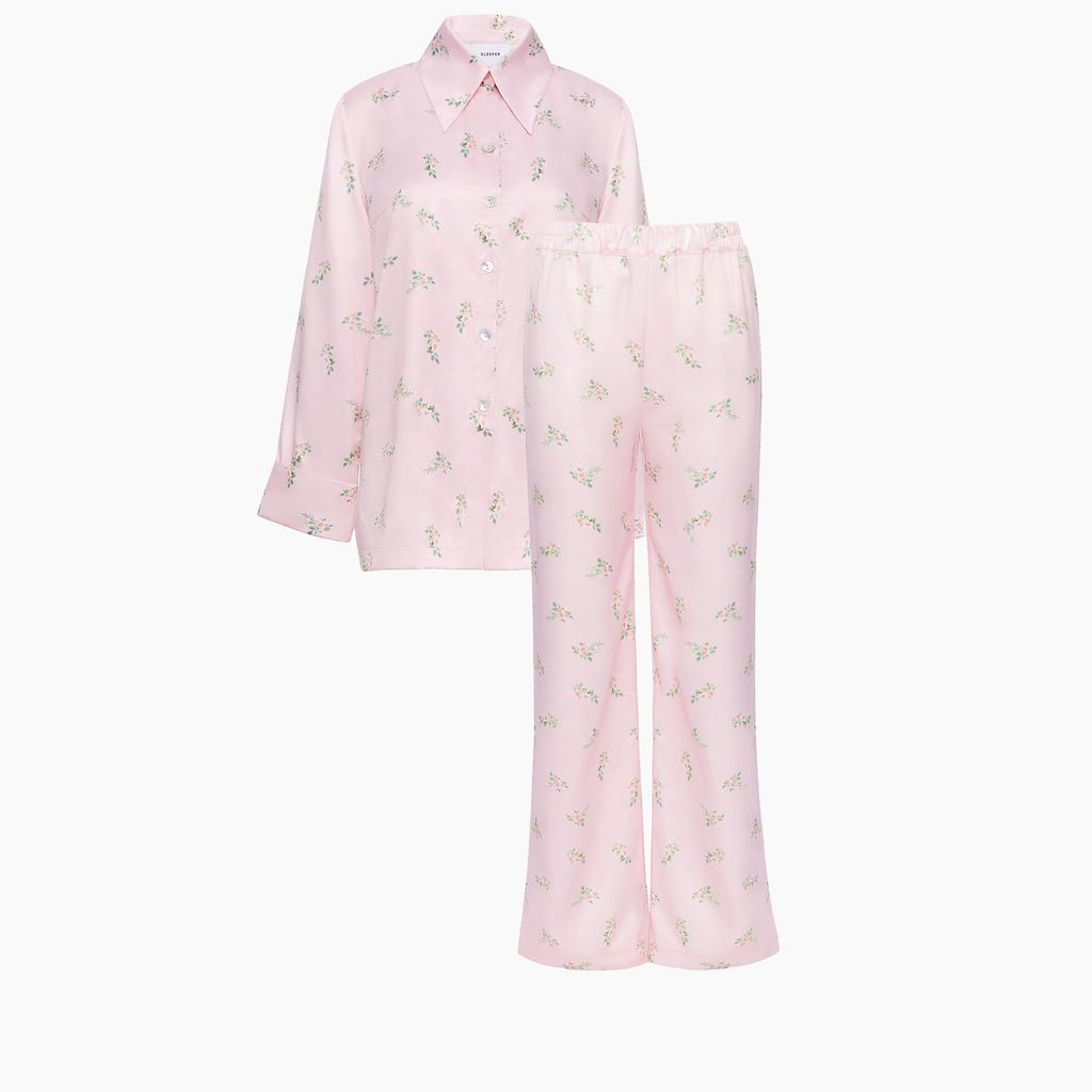 Sleeper Sleeper Blossom Floral-Printed Satin Lounge Shirt