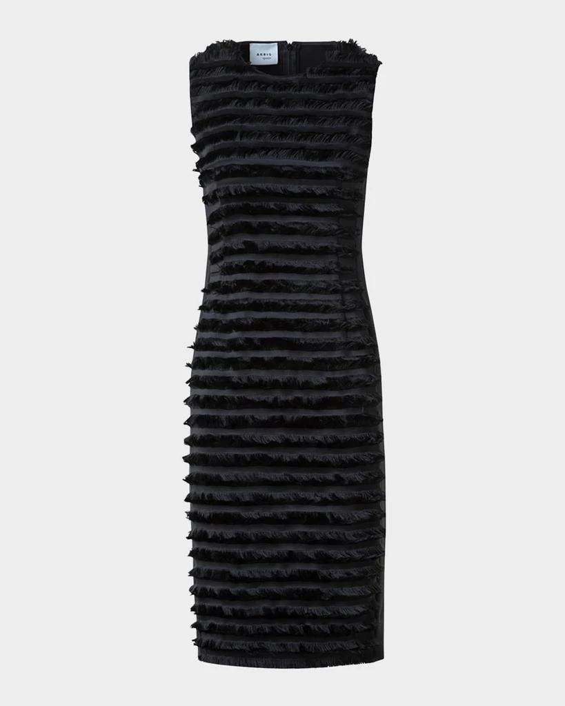 black onyx dresses Short Velvet Neoprene Dress with Feather Trim Black / 8