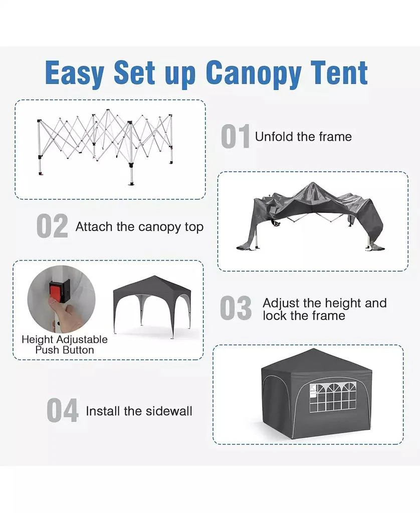Mecale 10 X 10 FT Pop up Canopy Tent with 4 Removable Sidewall 6