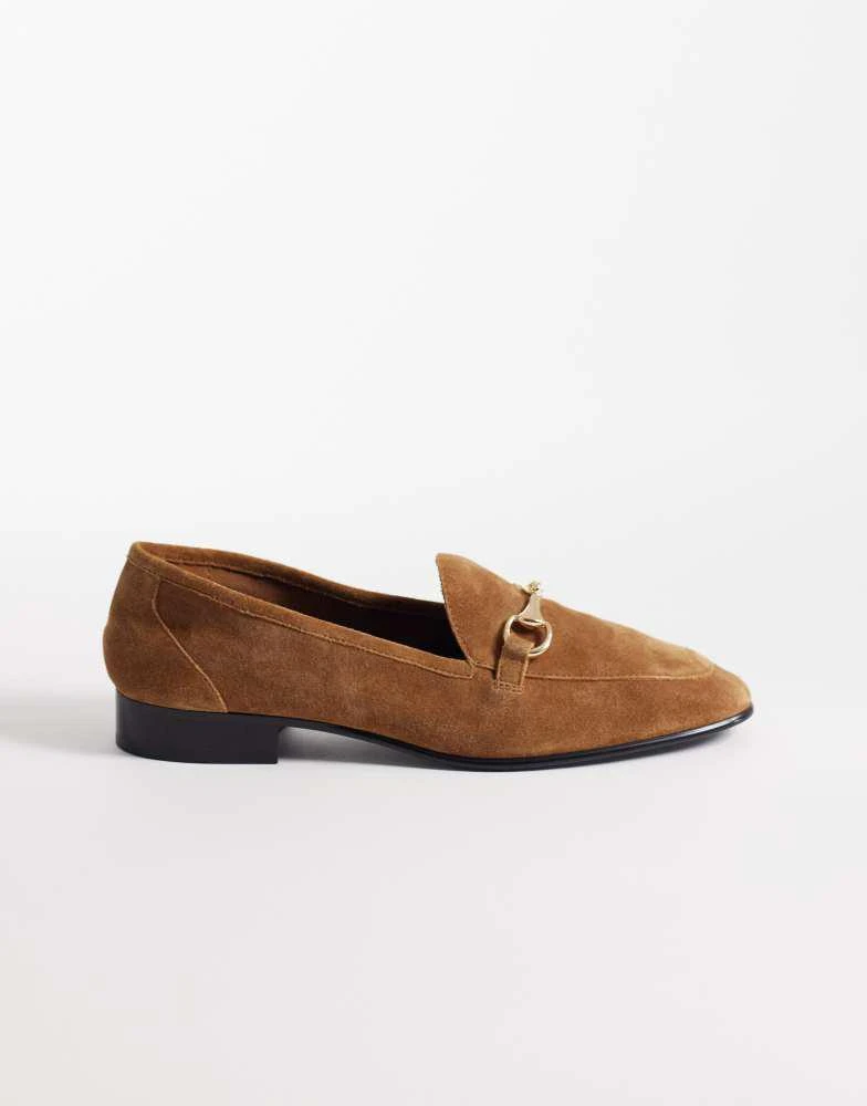 Mango Mango leather loafer with gold hardware in tan