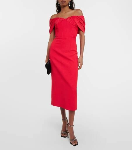 REBECCA VALLANCE Chiara off-shoulder crêpe midi dress 2