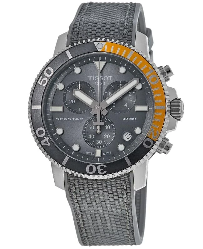 Tissot Tissot Seastar 1000 Chronograph Grey Dial Fabric Strap Men's Watch T120.417.17.081.01 1