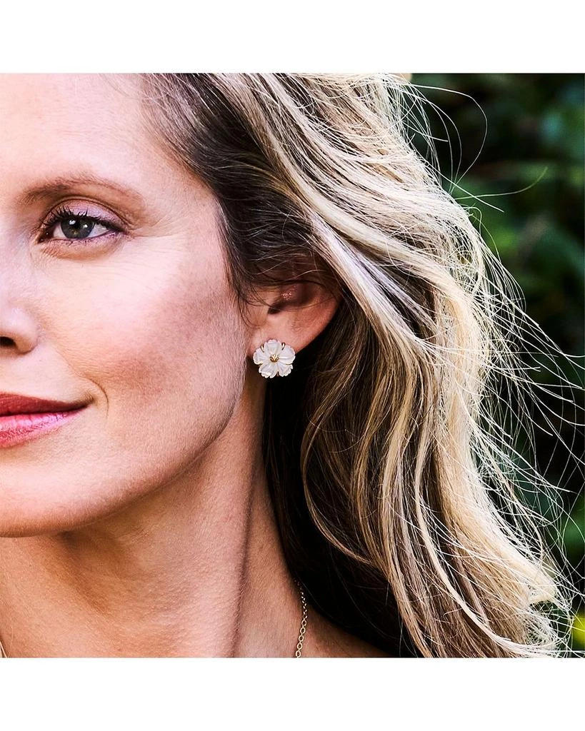 Capucine De Wulf Mermaid Garden Mother Of Pearl Blossom Petite Stud Earrings in 18K Gold Plated 2