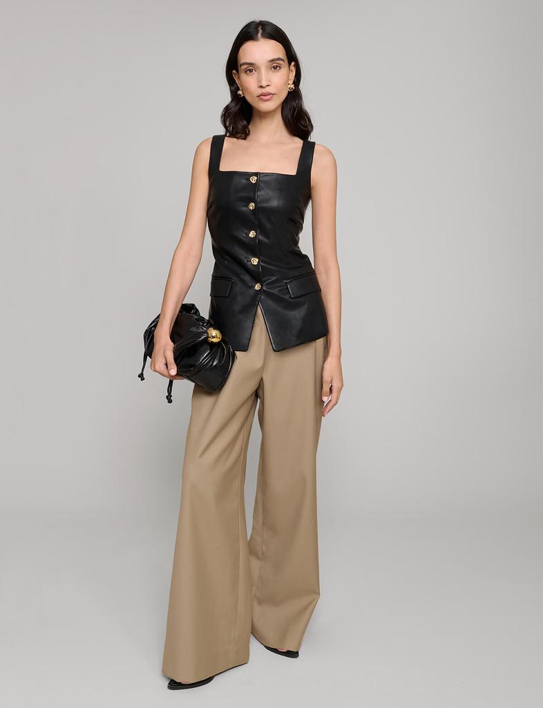 Pixie Market Agatha Leather Gold-Button Top